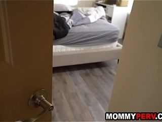 Stepson slinks to eyes covered sleeping mom&#039_s couch to get oral job