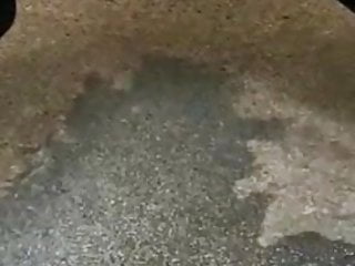 Ebony mature fur covered labia urinate on street