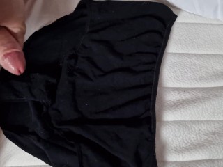 Tugging off to my wifes super-sexy dark-hued undies