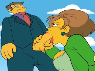 MRS. KRABAPPEL deep throats THE DIRECTOR'S fuckpole (THE SIMPSONS PORN)