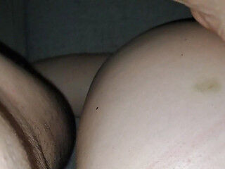 I play with her ass and cum it all