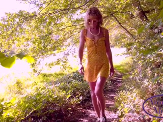 Ali-Jay Shows-off on a Roadside Footpath Before unclothing bare in a Public Picnic realm