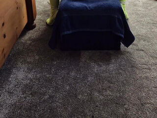 Sexy Mature Crossdressing Sissy Slut in yellow lingerie and limp dick in chastity rides some of her dildos