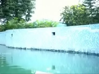 Husband Fucks his Wife and Friend in Pool in Threesome