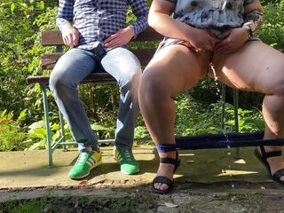 My mother in law's legs spread wide on the street