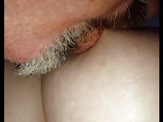 licking, sucking, kissing the wifes sexy nipple