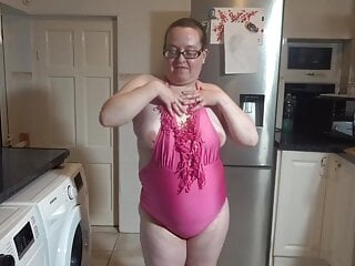 Wifey with humungous jugs dancing in bikini