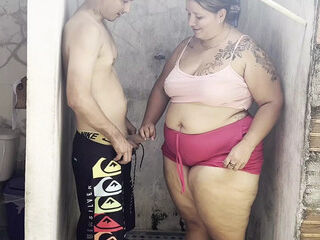 STEPMOM FUCKS HER LOVER IN THE SHOWER