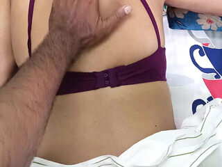 Married aunty showing her cute pussy in bed with her colleague