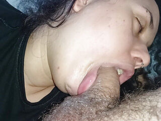 Shaking his throat deep on the stalk of his hard cock, fucking his mouth with his insane blowjob