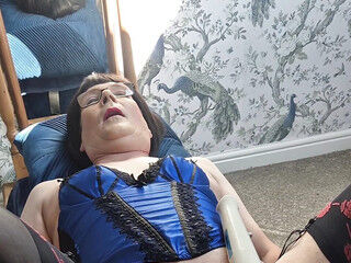 Mature Crossdressing sissy slut getting fucked by sex machine
