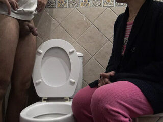 perverted mom watching her stepson piss in front of her