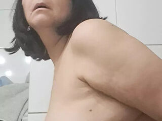 Stepmother in imagination and in silence receives her stepson&#039;s big cock in the ass in the shower