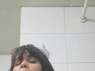 Stepmother in imagination and in silence receives her stepson's big cock in the ass in the shower