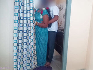 Desi Indian Big Boobs Telugu Stepmom Fucked by Stepson in Kitchen while Cooking.