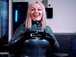'Sexual bodacious Arya Grande in spandex protection fetish catsuit'