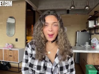 First-ever porno audition for Curly Latina cougar - point of view dt anilingus and jism in throat