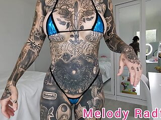 Metallic Dark Blue Micro bathing suit Try On drag Melody Radford Onlyfans