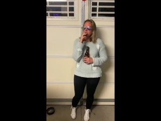 Mel enjoys Smoking in the garage. Phat ass white girl cougar in yoga pants enjoys to smoke.